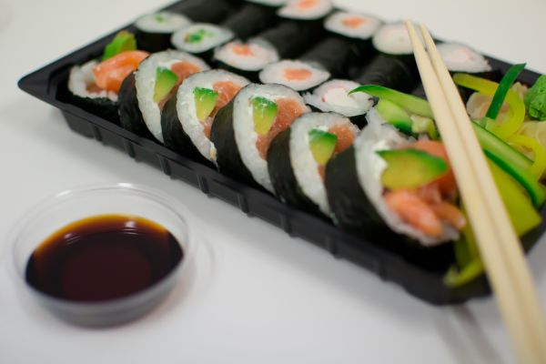 餐饮,鱼,蔬菜,寿司,白饭,膳食