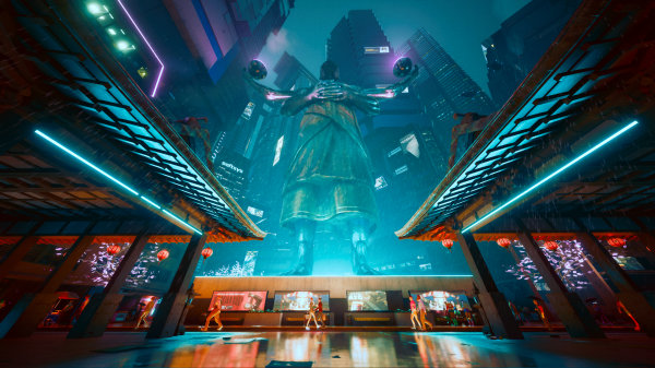 capture d'écran, Cyberpunk 2077, CD Projekt RED, jeux vidéo, CGI, statue