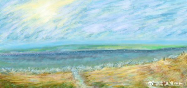 Landschaft,Moderner impressionismus,Digitale Malerei,Fluss,Himmel,Frühling