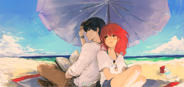 obra de arte,Anime,Meninas anime,casal,Meninos anime,de praia