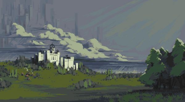 Pixel art,Pixelé,Château,médiéval,champ