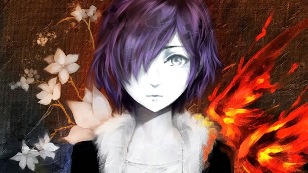 anime, Anime piger, sort hår, Tokyo Ghoul, Kirishima Touka, hår