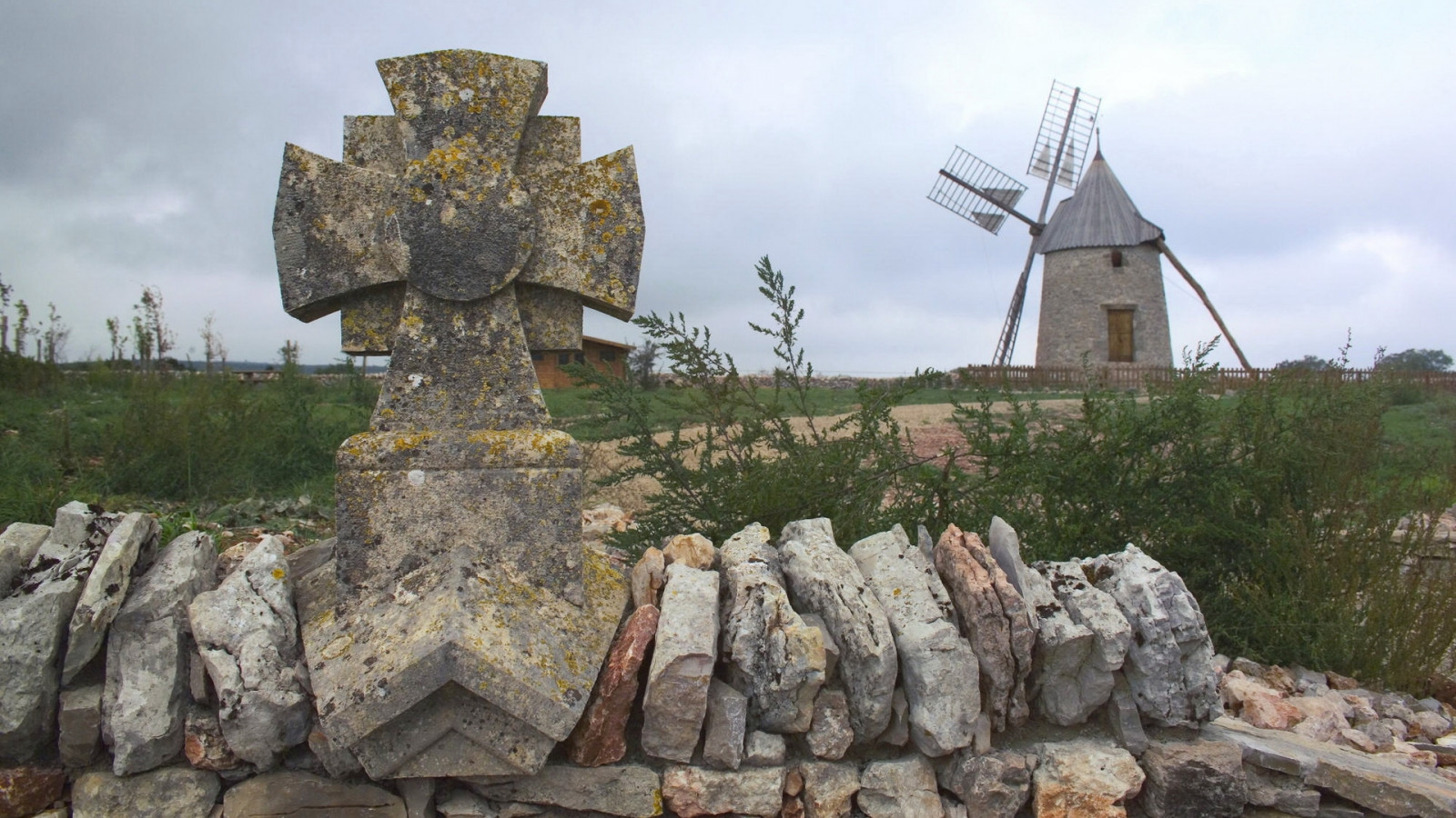 landschap, rots, hemel, stenen, veld-, dorp, windmolen, kruis, molen, ruïnes, monument, gedenkteken, boom, oude geschiedenis, historische plaats, archeologische site, outdoor structuur