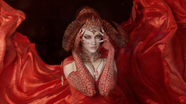 Ruslan Pronin,CGI,women,witch,horns,redhead