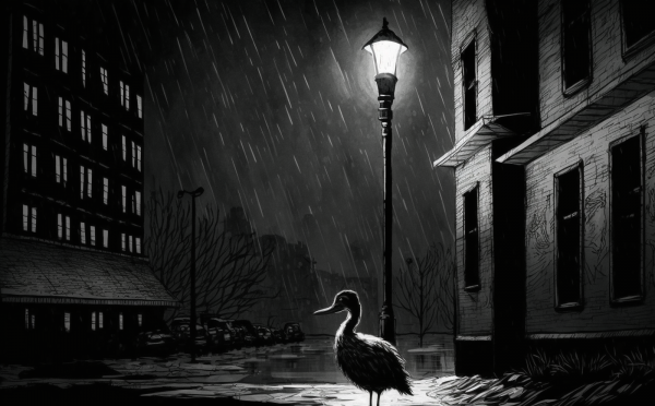 duck noir,canard,Noir,lamp post