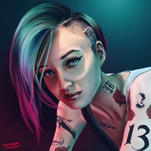 ผู้หญิง,ใบหน้า,Yury Sokolov,สัก,กำลังมองหาผู้ชม,undercut hairstyle