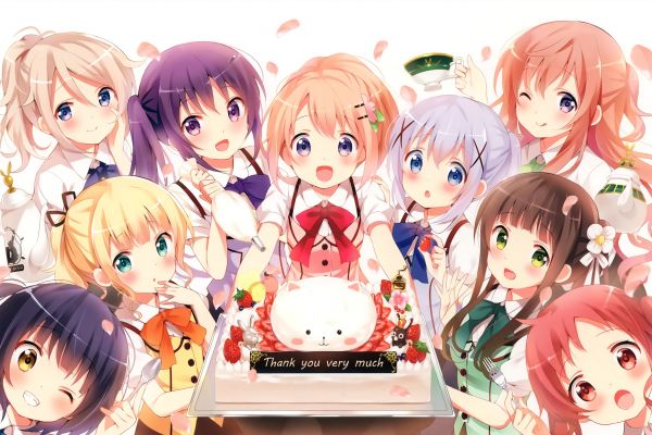 Anime,Filles anime,kawaii girl,peau blanche,ouvrages d'art,Gochuumon wa Usagi Desu ka