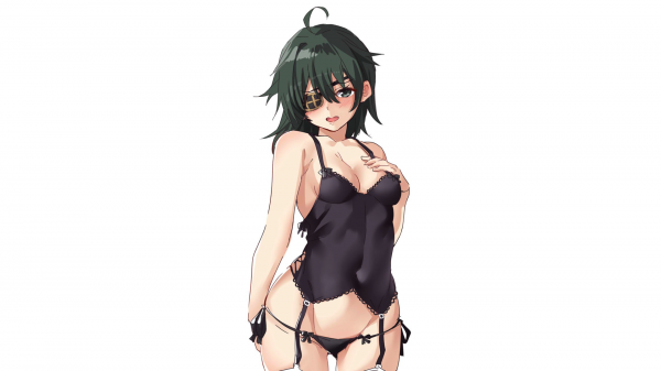 Anime,Chicas anime,Kiso KanColle,ropa interior,Ropa interior negra,boca abierta