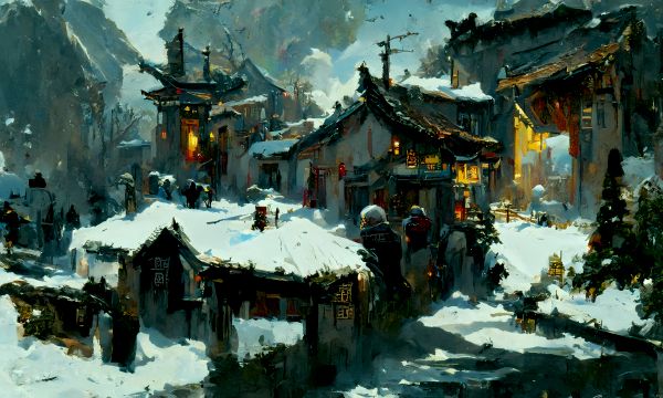 AI painting,雪,中国建筑,建筑