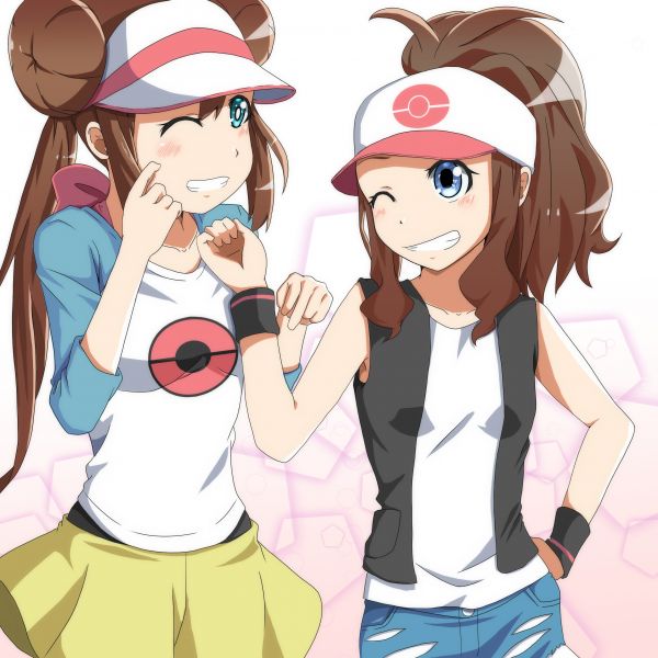 anime,anime girls,long hair,pokemon,Rosa Pok mon,Hilda pokemon