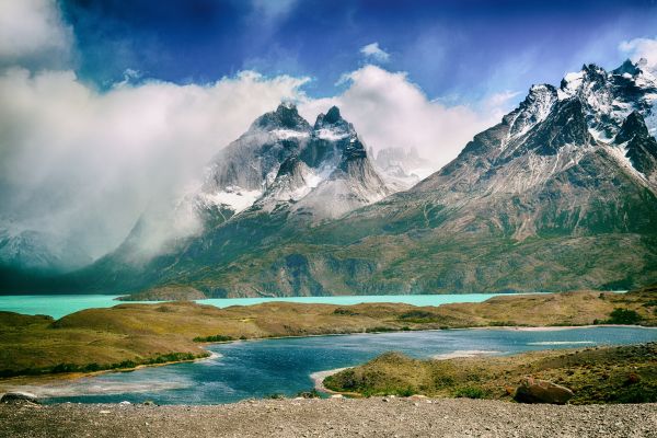 paisaje,montañas,mar,lago,naturaleza,Nubes