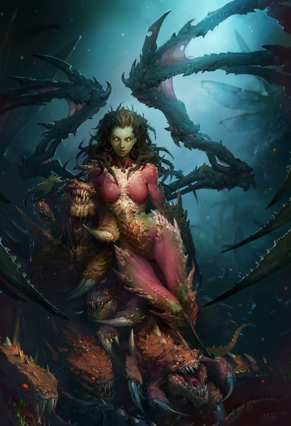 StarCraft,StarCraft II Heart Of The Swarm,Zerg,5000x7316 px,Queen of Blades,Sarah Kerrigan