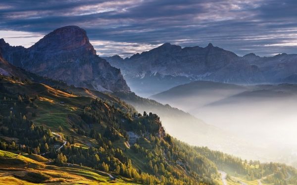 des arbres, paysage, forêt, tomber, Montagnes, colline