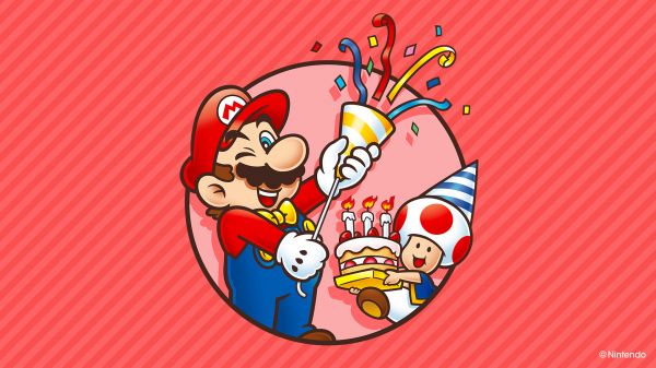 karakter Toad,Nintendo,mario,kue,latar belakang yang sederhana,latar belakang merah