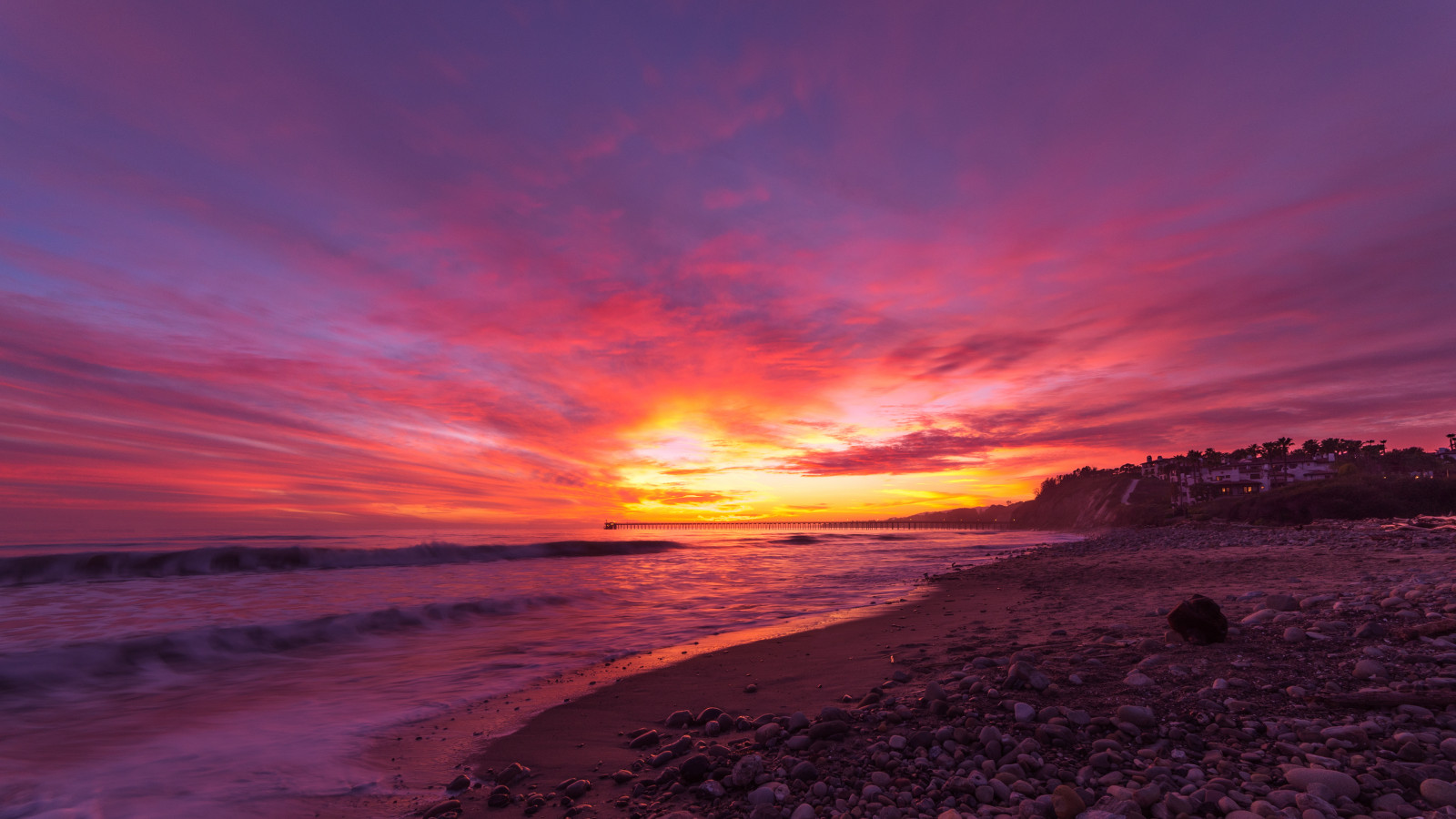 El Capitan State Beach, santa barbara, California, solnedgang, Strand, hav