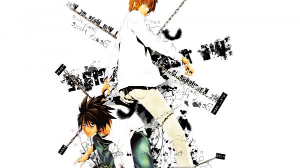 ilustrare,anime,desen animat,Death Note,Yagami Light,Lawliet L