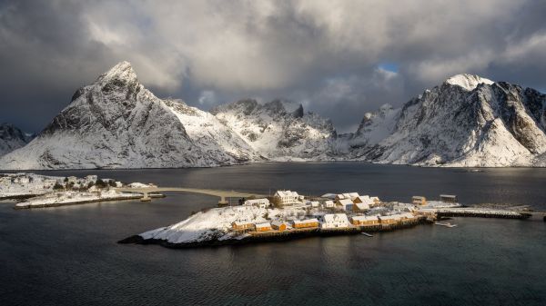 landskap,Norge,bergen,fjord,snö,vatten