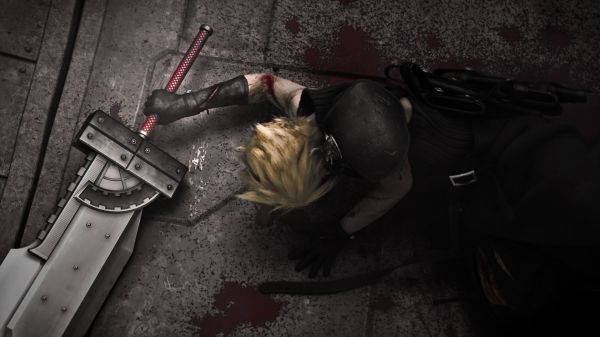 blood,Cloud Strife,Square Enix,color correction,Final Fantasy VII Advent Children,Final Fantasy 7 Advent Children