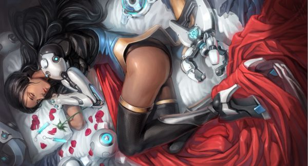 artwork,vrouw,slapen,Overwatch,Symmetra Overwatch,robot