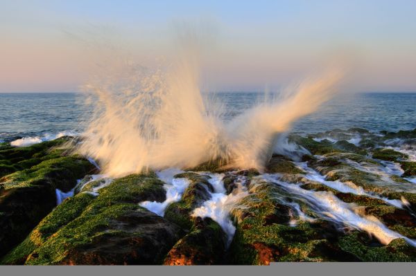 sunlight, landscape, sea, water, rock, nature