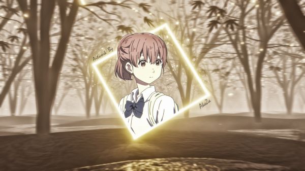 Anime girls,Koe no Katachi,Blender,Photoshop,picture in picture