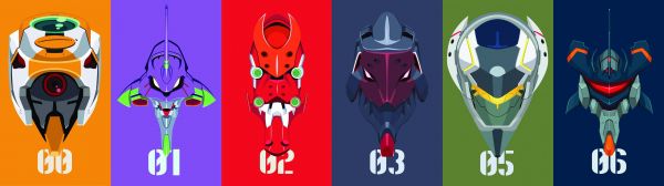 EVA Unit 00,EVA Unit 01,EVA Unit 02,EVA Unit 03,EVA Unit 05,3840x1080 px