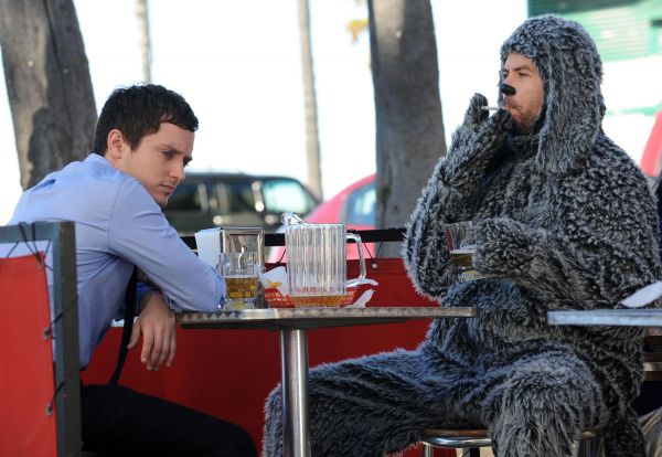 people,Wilfred,Elijah Wood,Jason Gann,coffee,conversation