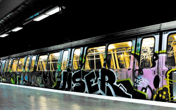 køretøj, tog, transportere, rapid transit, graffiti, undergrundsbane