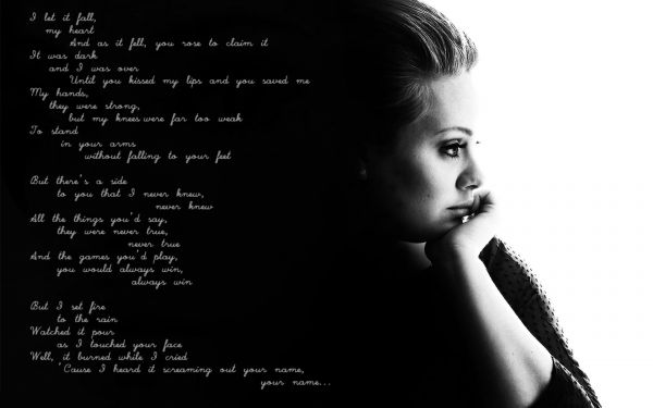 Letra da música,monocromático,texto,Adele,menina,pensamentos