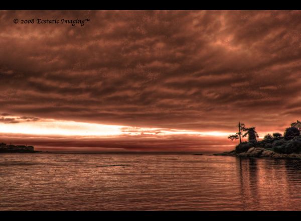 zonsondergang,reflectie,wolk,Canada,boom,strand