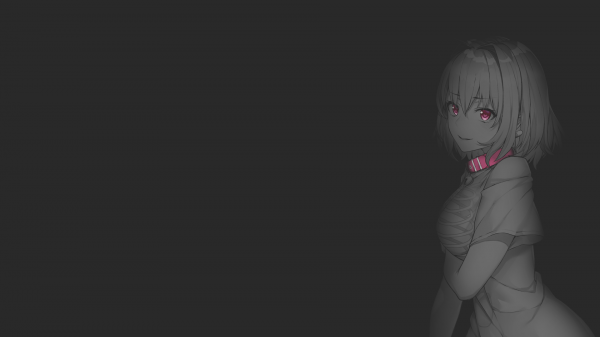 anime,anime girls,illustration,dark background,night,pink eyes