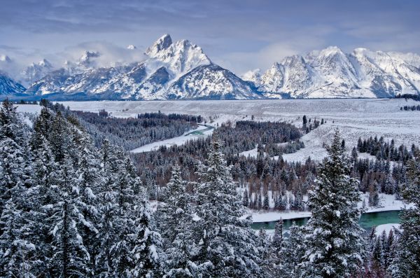 Grand Teton Nemzeti Park,Egyesült Államok,hegyek,völgy,hó