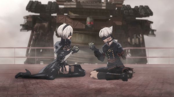 anime, 4k, Nier Automata, Anime screenshot, bind for øjnene, 2B Nier Automata