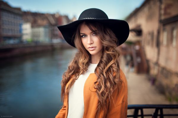 vrouw,model-,portret,scherptediepte,lang haar,brunette