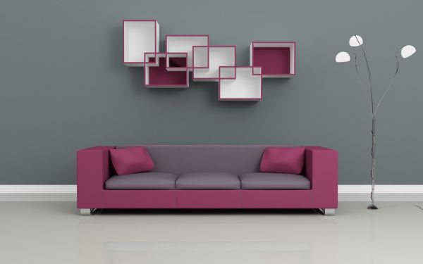 muur,divan,lamp,plank,illustratie,roze