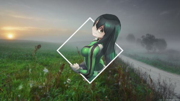 anime,anime girls,picture in picture,Tsuyu Asui,Boku no Hero Academia,Raidy hd