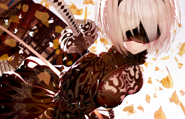 2B Nier Automaty,video hry,Nier Automaty,2B,fan art,čierne šaty