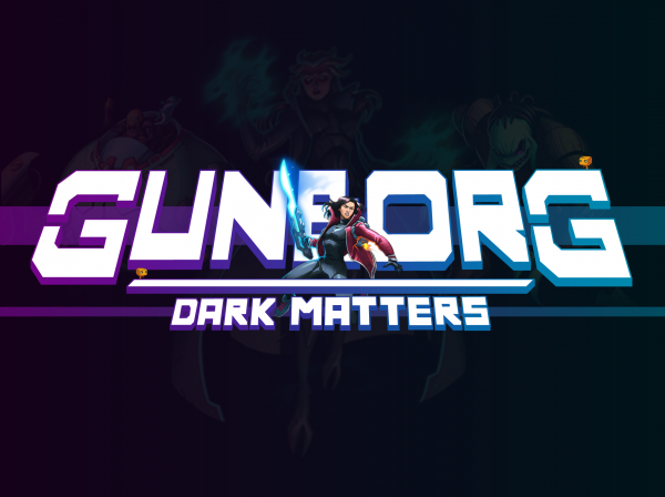 Videospel,game logo,Gunborg,robot,tech,cyborg