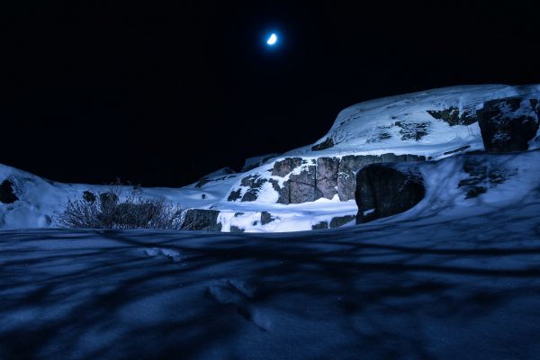 paesaggio, notte, riflessione, la neve, inverno, Terra