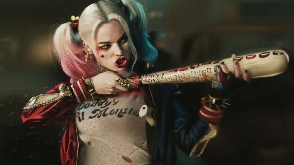 filmer,Margot Robbie,Harley Quinn,Suicide Squad,anime,rød