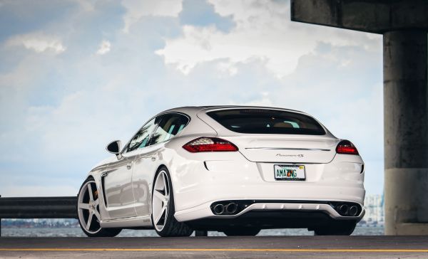 carro,veículo,branco,visão traseira,Porsche,Porsche Panamera