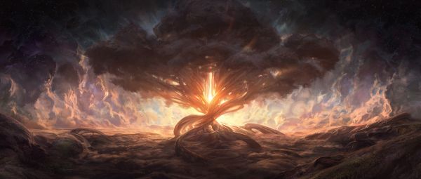 światło słoneczne,Fantasy sztuki,noc,Noah Bradley,wszechświat,Chmura