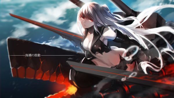 lang haar,anime,animemeisjes,Kantai Collection,hemel,wolken