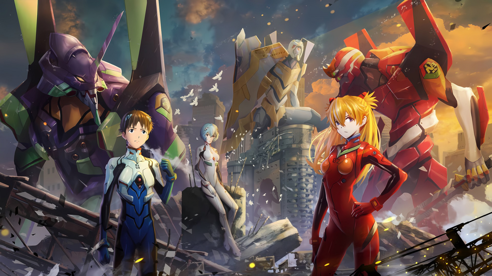 Neon Genesis Evangelion, อะนิเมะชาย, สาวอะนิเมะ, Ikari Shinji, Asuka Langley Soryu, Ayanami Rei, หน่วย EVA 01, หน่วย EVA 00, หน่วย EVA 02