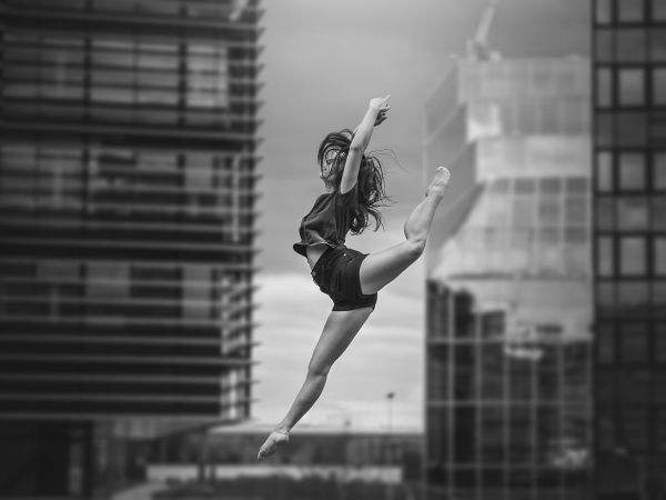 white, black, monochrome, jumping, photography, women