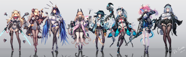 สาวอะนิเมะ,อะนิเมะ,Arknights,lined up,Group of anime,กลุ่มสตรี