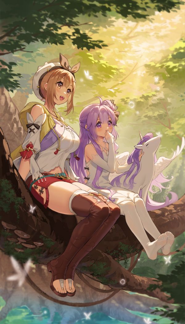 animemeisjes,crossover,verticaal,two women,Atelier Ryza,Azur Lane