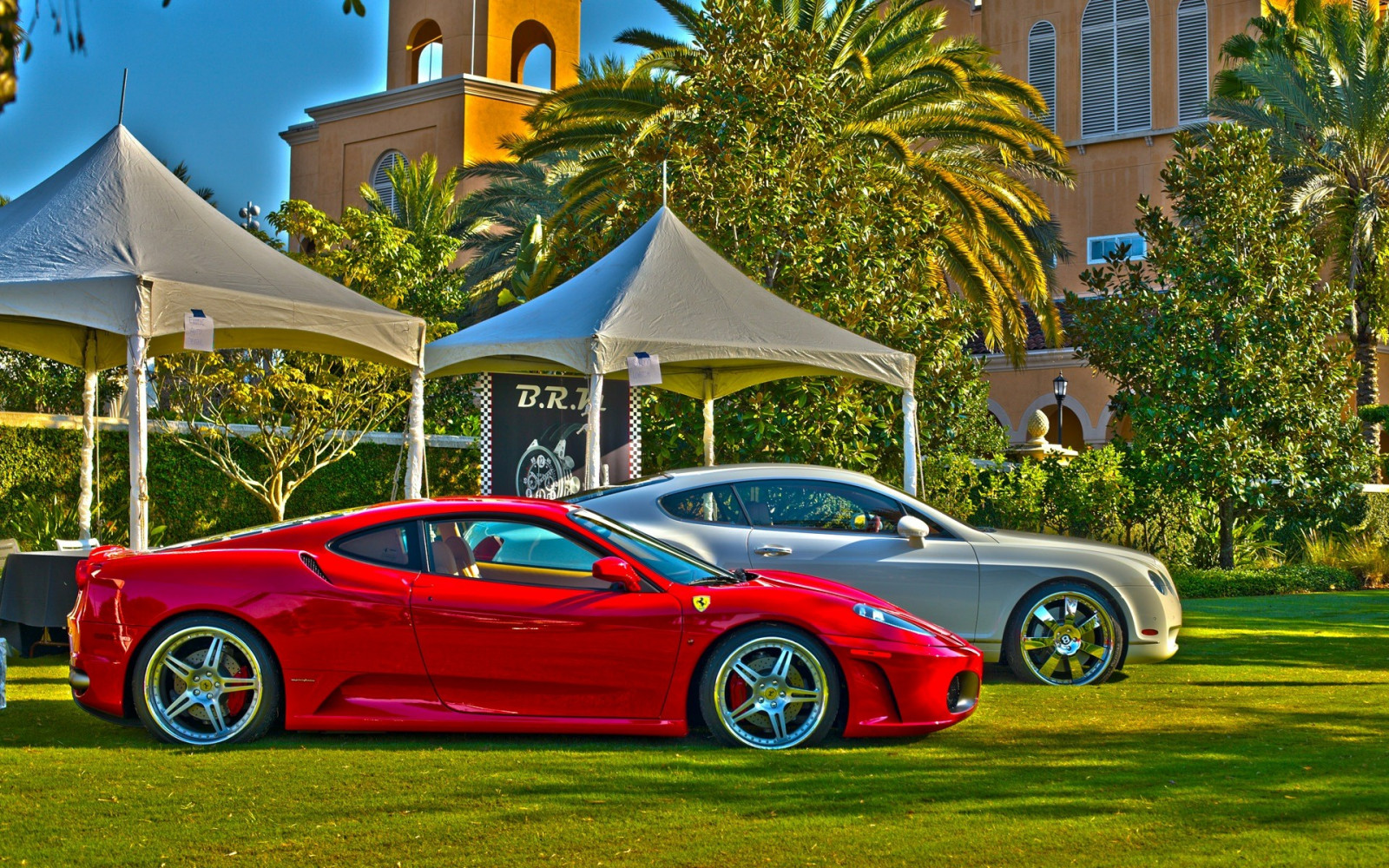 auto, gras, hemel, voertuig, weg, sportwagen, Ferrari, Ferrari F430, Bentley, coupe, prestatie auto, Goodwood Festival of Speed, Bentley Continental GT, aangepaste auto, boom, fabriek, wiel, rand, supercar, 1920x1200 px, computer wallpaper, landvoertuig, automotive design, race auto, luxevoertuig, compacte auto, motorvoertuig, stadsauto, automotive wheel system