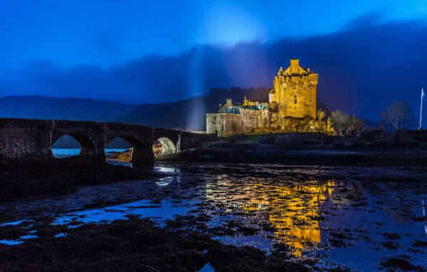 Festung,5616x3581 px,Brücken,Städte,Nacht-,Schottland