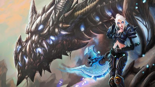 1920x1080 px,Blood Elf,Dragão,World of Warcraft,Cavaleiros de morte,Sindragosa